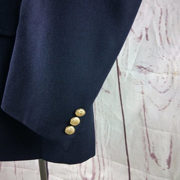 Jos A Bank Clothiers Red Label 44L Wool 2 Gold Button Blue Blazer Sport Coat - Picture 4 of 13